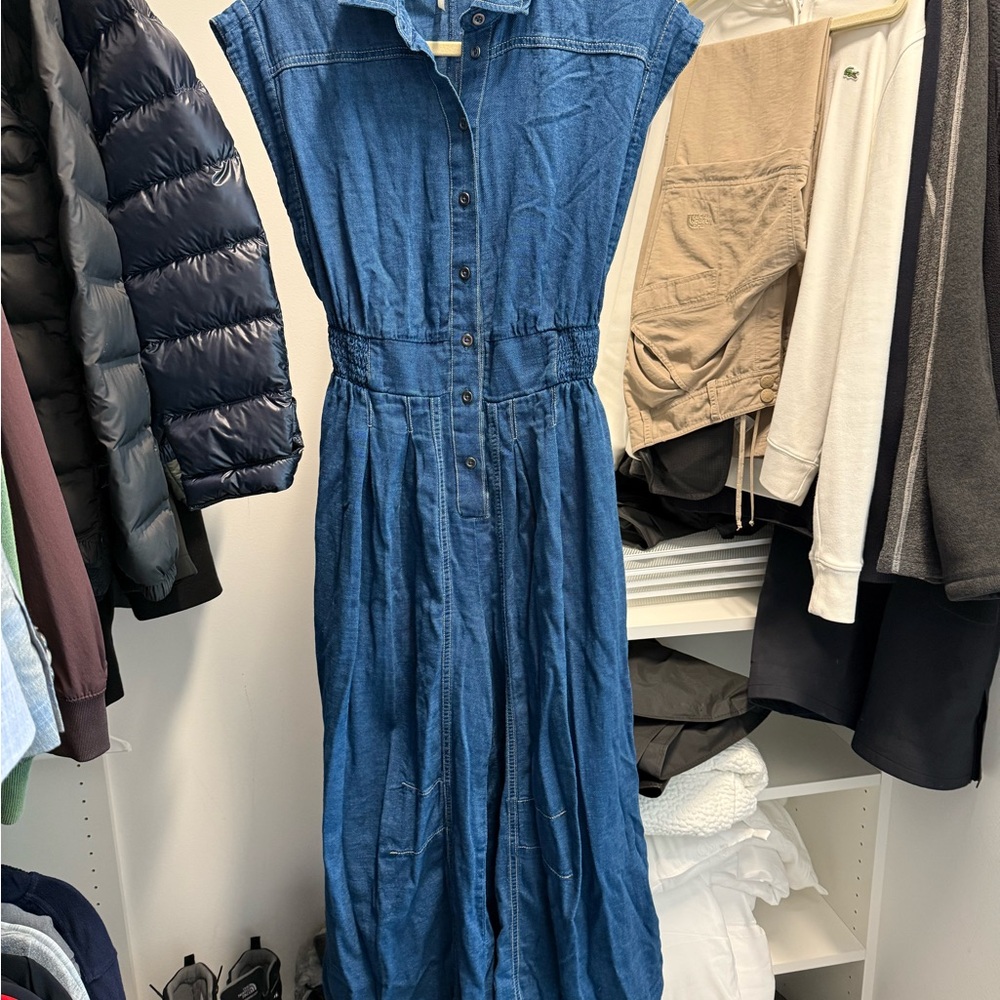 Anthropologie Denim Blue Sleeveless Jumpsuit